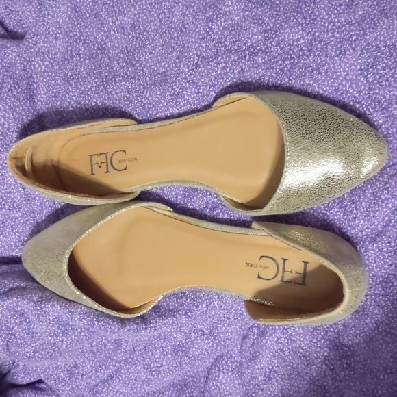 FFC New York Bale Gold Metallic D'ORSEY Flats 6.5 Golden Slippers - Picture 6 of 7